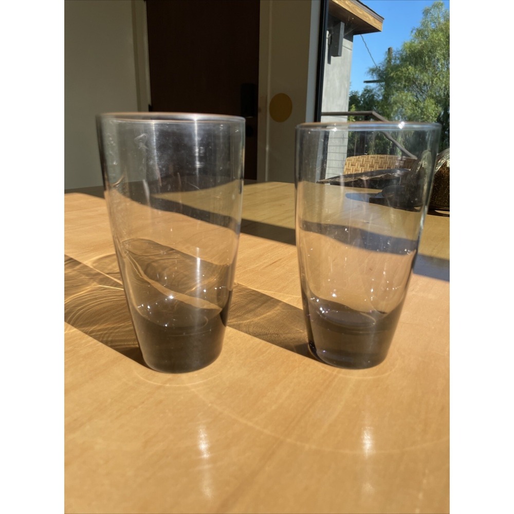 Libbey Vintage Glassware Smokey Set Of 2 Cursive "L" Etched On Bottom 16oz